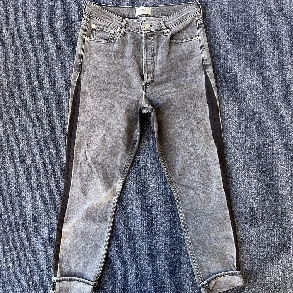 AGOLDE Jeans Womens 29 Gray Black Side Stripe High Rise Skinny Denim‎ Pants